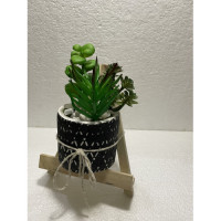 Artificial Plant & Limestone Pot