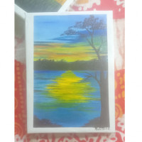 Hand-Painted Framed Landscape for Wall Decoration