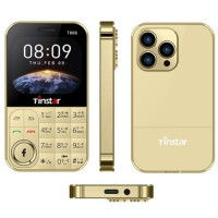 Tinstar T666 Mini Button Card Phone Gold